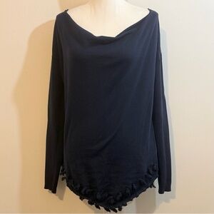 Lilly Pulitzer Navy Long Sleeve Tassel Hem Sweater — Size Large